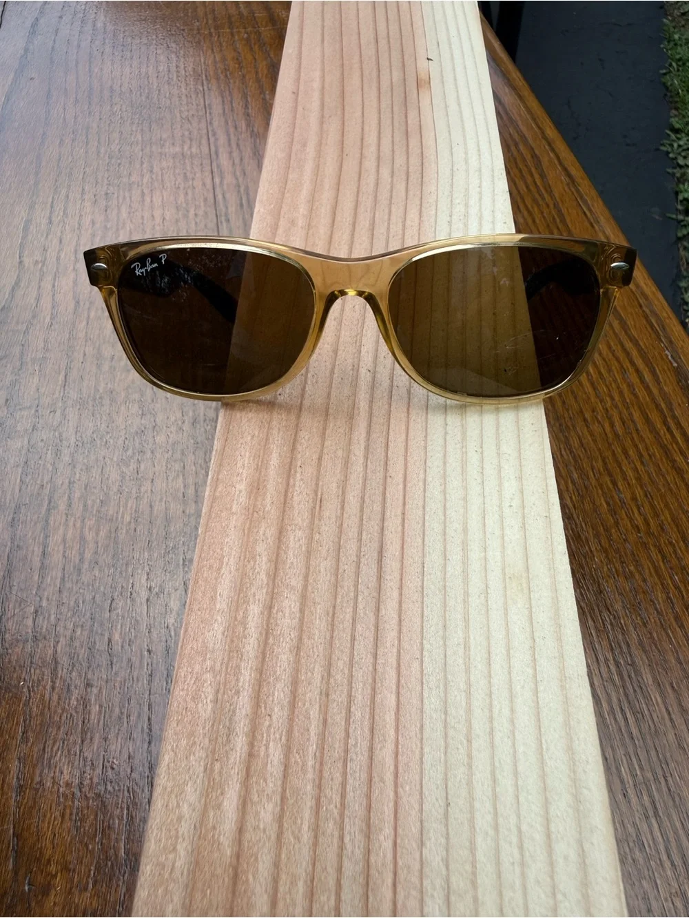 Ray-Ban New Wayfarer RB2132 945/57 Honey Polarized Sunglasses 55mm